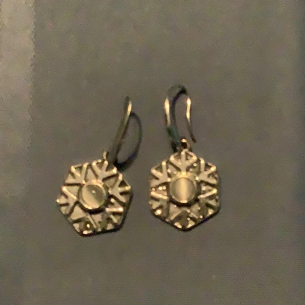 Elegant Silver Hexagon Earrings